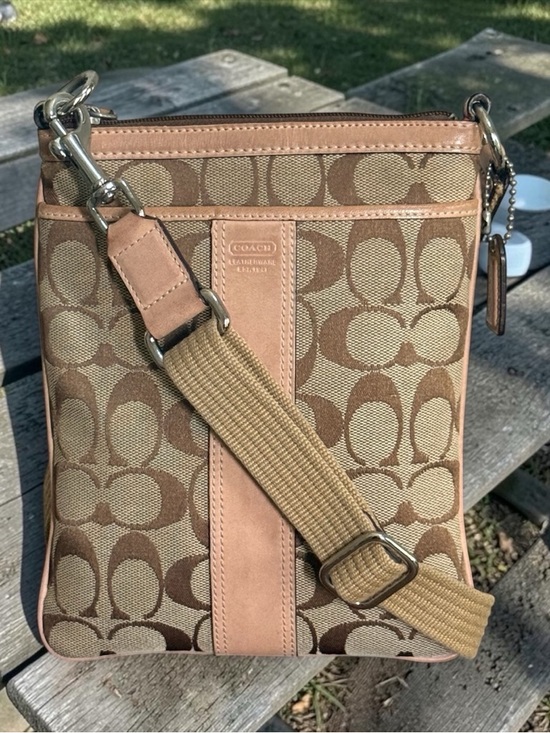 Coach Handbags - Authentic Coach Signature Canvas Crossbody Bag in Khaki/Tan